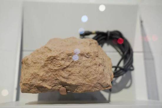 在位于美国华盛顿的国际间谍博物馆，一款可以探测车辆数量和类型的伪装“石块”。新华社记者刘杰摄