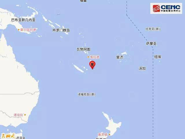 洛亚蒂群岛东南发生6.1级地震