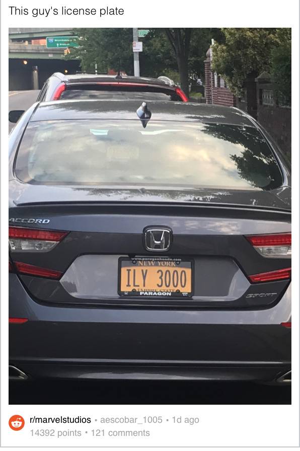 网友发现“ILY3000”车牌