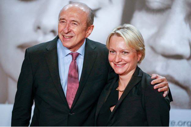 法国前内政部长、里昂市长科隆和现任妻子卡罗琳（图：路透社）