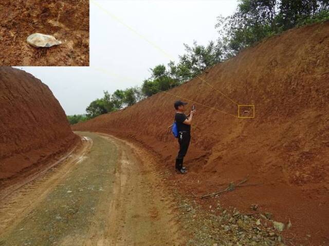 调查发现的摩天岭旧石器遗址及石器出土地层