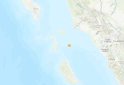 印尼西部海域发生5.3级地震震源深度43.5公里