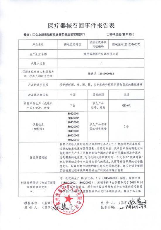 产品召回报告来源：国家食品药品监督管理总局官网