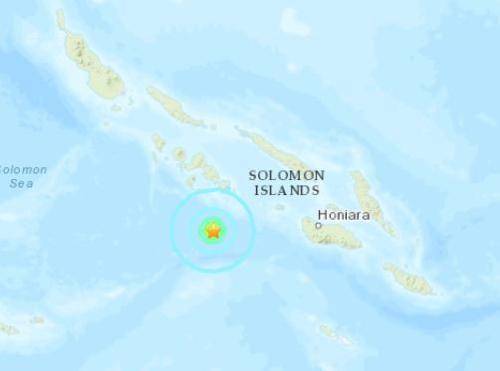 所罗门群岛发生5.7级地震 震源深度12.4千米