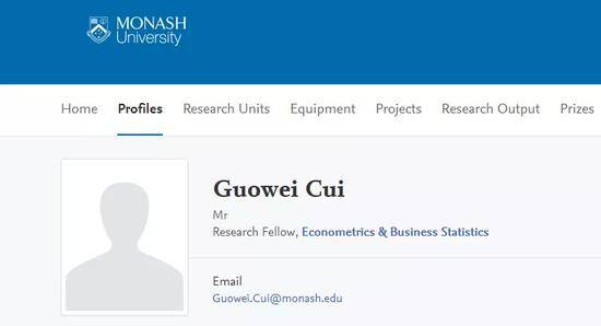 图为莫纳什大学官网崔国伟的个人信息截图