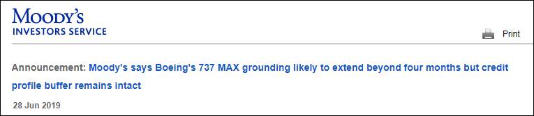 穆迪公告（图自该公司网站）