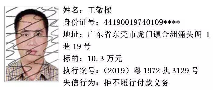 赖账2.95万不还！虎门新一批“老赖”名单真容曝光！