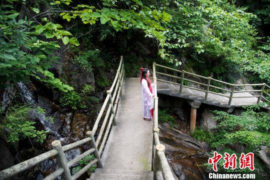 图为翟传鸣文中经常出现的鲁山天龙池景区，他认为这里有着“天龙八部”的影子。董飞摄