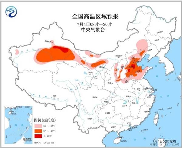 高温黄色预警持续 京津冀辽宁等地最高气温达40℃