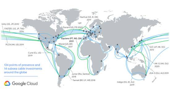  Equiano将成为谷歌投资建设的第14条海缆