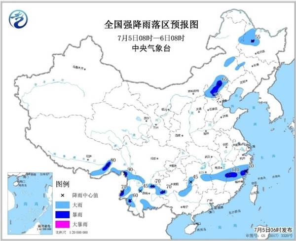 暴雨蓝色预警 北京浙江等地有大到暴雨局地大暴雨