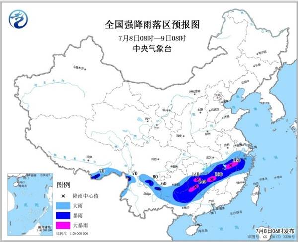 暴雨黄色预警 浙江江西湖南广西局地有大暴雨