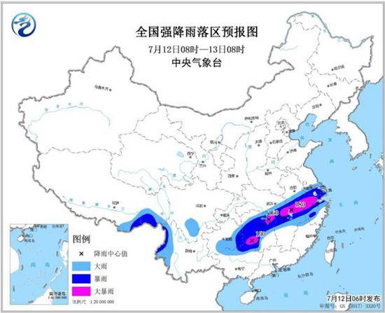 暴雨黄色预警 湖北浙江等6省区局地有大暴雨