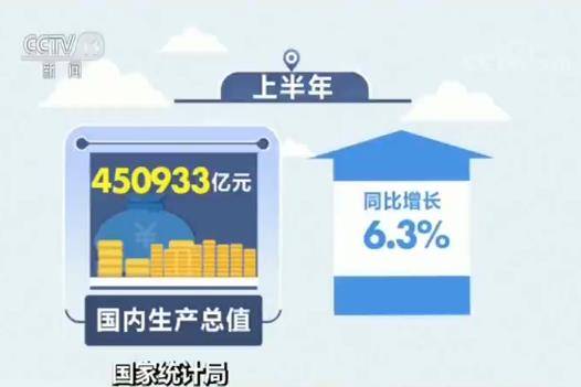 上半年我国国内生产总值同比增长6.3%社会消费品零售总额同比增8.4%