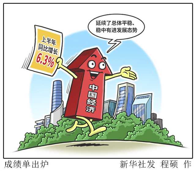 稳中有进 中国经济上半年同比增长6.3%