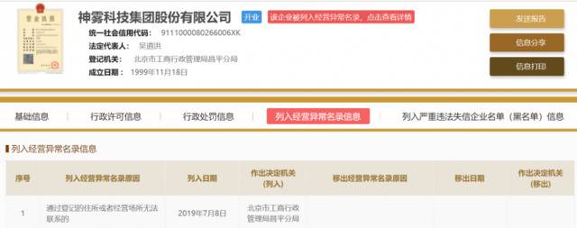 神雾集团被列入经营异常名单 旗下资产已大面积冻结