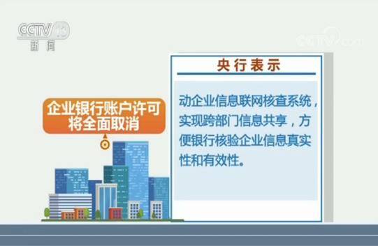 中国人民银行：企业银行账户许可将全面取消