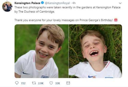 英国乔治王子满6岁啦，肯辛顿宫分享其最新萌照