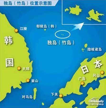 独岛（日本名：竹岛）位置示意图