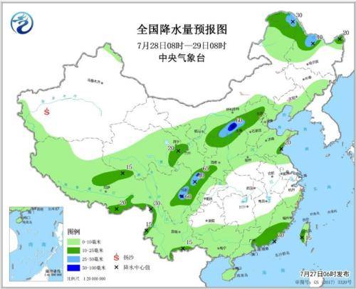 四川盆地至北方地区将有中到大雨 华北等地有高温天气