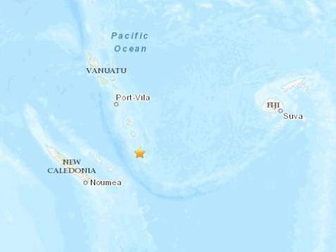 瓦努阿图附近海域发生5.2级地震 震源深度126.9千米