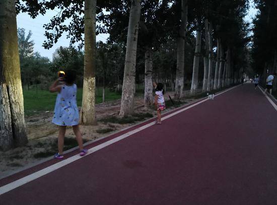 2019年7月12日，小朋友在北京亦庄一社区步行道捉知了猴。新华社记者于洋摄