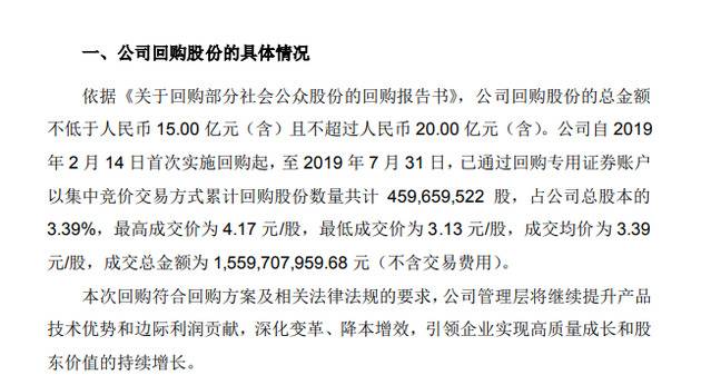 05 TCL：已回购4.6亿股 耗资15.6亿元