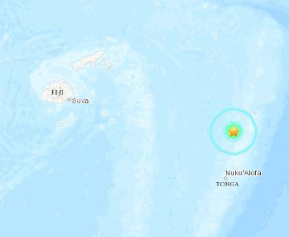 汤加群岛发生5.7级地震 震源深度10千米