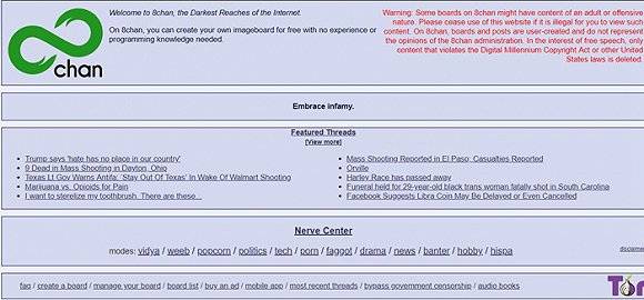 8Chan首页。图片来源：截图