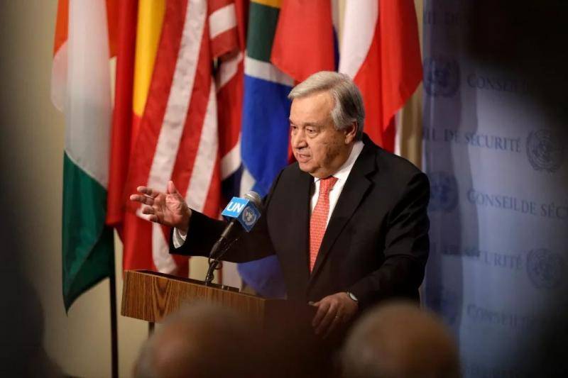 8月1日，在位于纽约的联合国总部，联合国秘书长古特雷斯发表讲话。新华社记者李木子摄