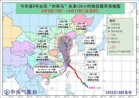 台风红色预警 “利奇马”今天半夜前后登陆浙江