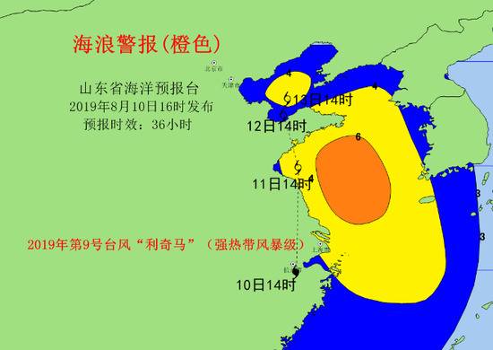 山东省海洋预报台发布海浪橙色警报