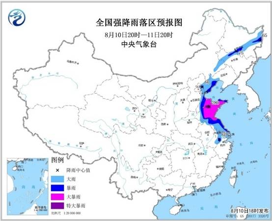 暴雨橙色预警：山东浙江等11省市有大雨或暴雨