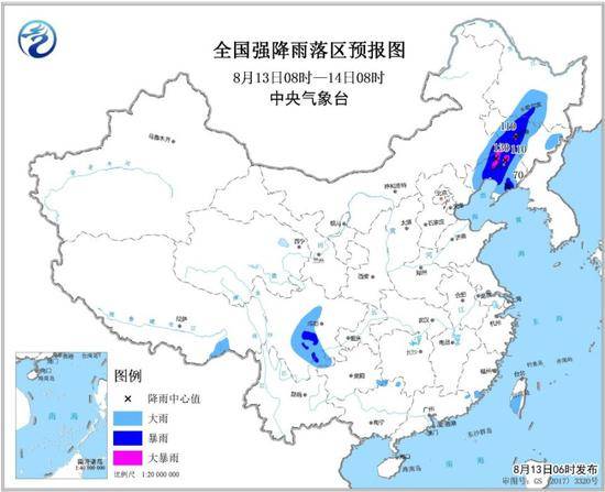 暴雨蓝色预警持续 辽宁吉林等地局地有大暴雨