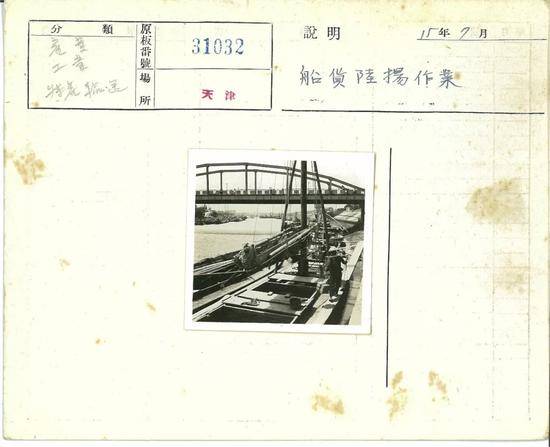 天津1940年7月，卸船作业。