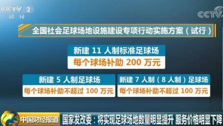 国家发改委：将实现足球场地数量明显提升 服务价格明显下降