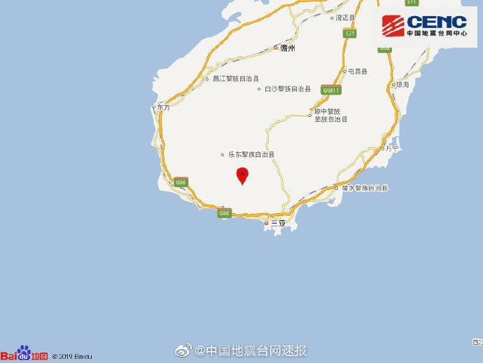 海南三亚市天涯区发生3.4级左右地震
