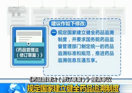 《药品管理法（修订草案）》提请审议：规定国家建立健全药品追溯制度