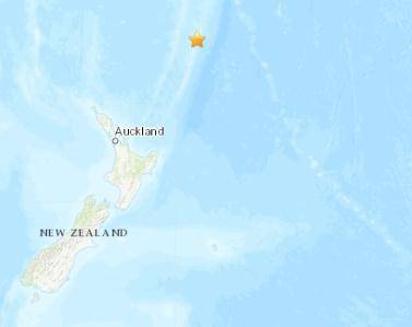 新西兰东北部海域发生5.2级地震 震源深度220.6千米
