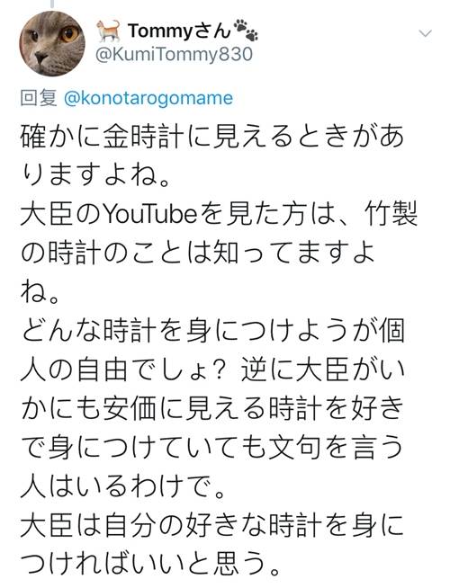 日网友质疑外相“戴金表炫富” 河野：竹子做的