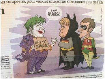 法媒刊登漫画讽刺英国首相:约翰逊成“小丑”(图)