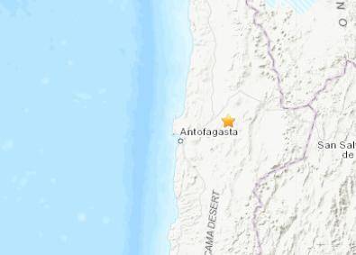 智利北部发生4.9级地震 震源深度100.3千米