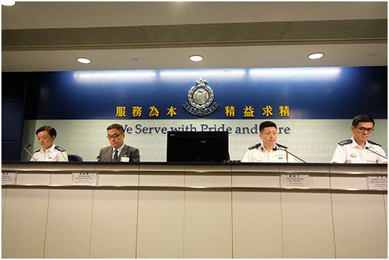 （香港警方记者会，图源：大公文汇全媒体）