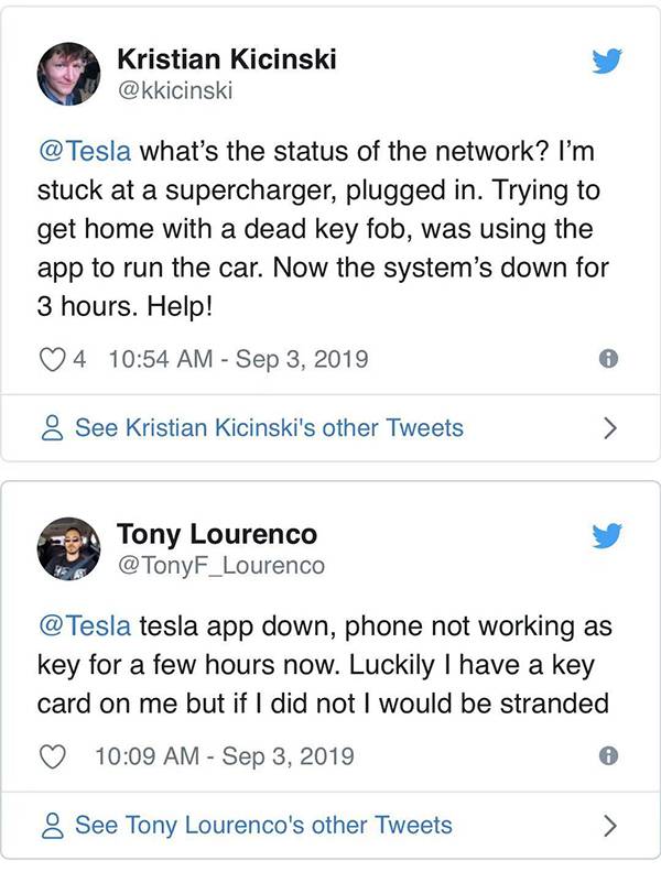 特斯拉App大面积宕机：部分美车主称4个小时没法用车