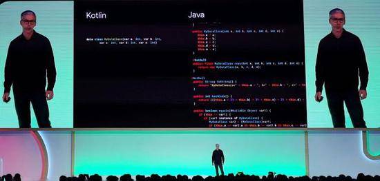 Kotlin语言的代码量比传统的Java少很多澎湃新闻记者孙懿赟图