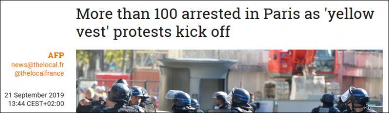 “黄背心”第45周示威升级 警方半日已拘捕106人