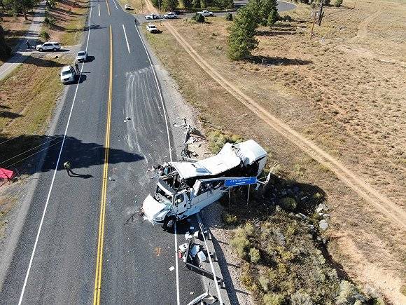 事故现场。图片来源于美国犹他州高速公路巡警