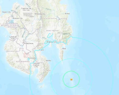 菲律宾棉兰老岛附近海域6.2级地震震源深度76.1千米