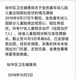 石家庄一幼儿园部分儿童出现呕吐症状 已全部痊愈出院