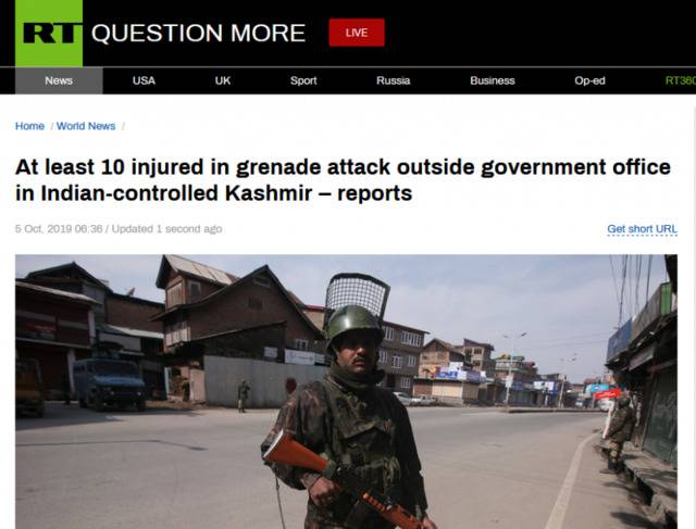 俄媒：印控克什米尔一政府大楼外被手榴弹袭击